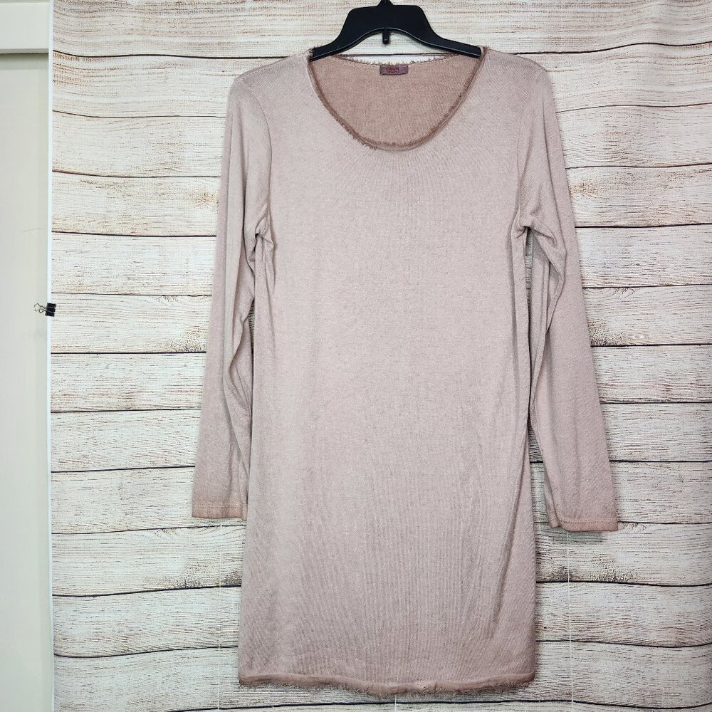SCANDAL Italy Women's Long Sleeve Dress Silk Blend Artsy Boho Brown Size Small